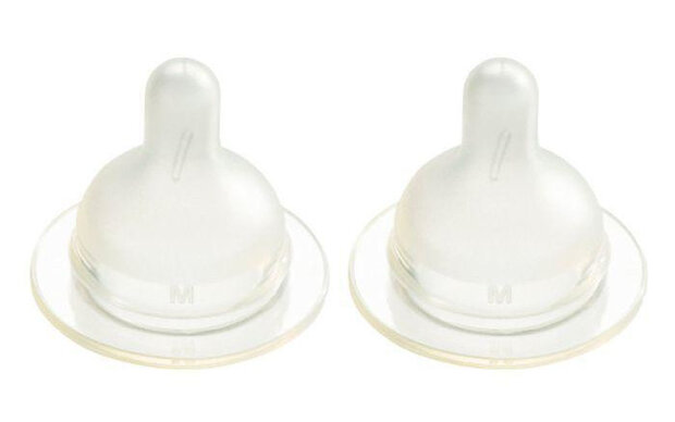 flessenspeen Wide M siliconen transparant 2 stuks