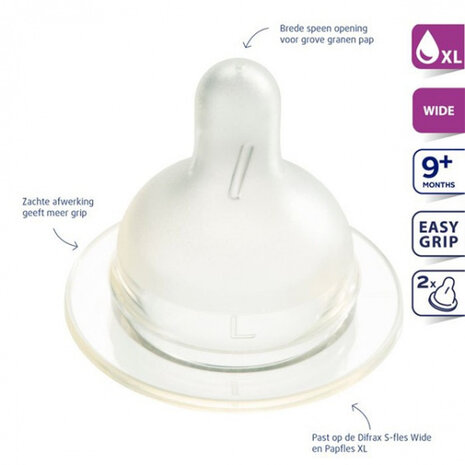 papspeen XL siliconen transparant 2 stuks