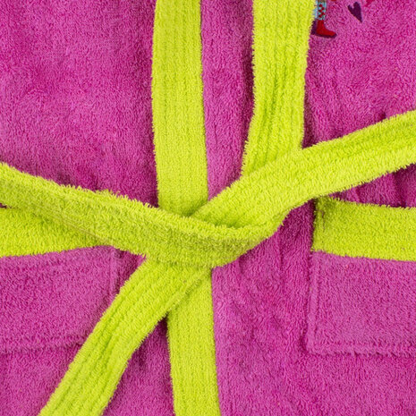 badjas junior katoen fuchsia/groen maat 50/92
