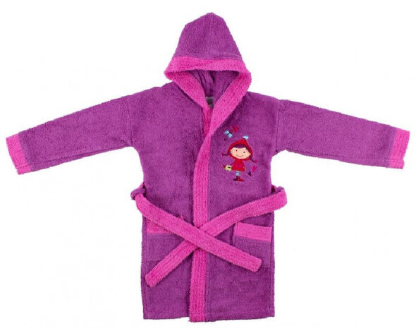 badjas junior katoen violet/roze maat 50/92