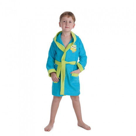 badjas junior katoen turquoise/groen maat 140/152