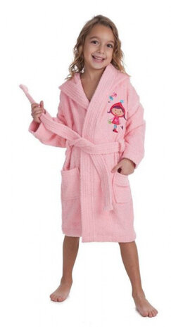 badjas junior katoen roze maat 164/176
