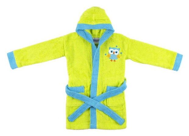 badjas junior katoen groen/blauw maat 164/176