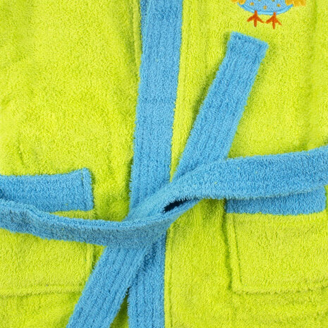 badjas junior katoen groen/blauw maat 164/176
