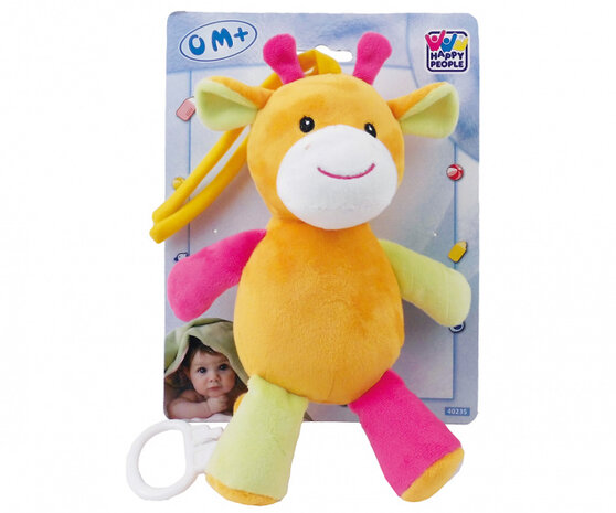 muziekknuffel giraf 18 cm pluche oranje