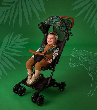 kinderwagen Jungle Roar 4 wielen zwart/groen