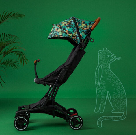 kinderwagen Jungle Roar 4 wielen zwart/groen