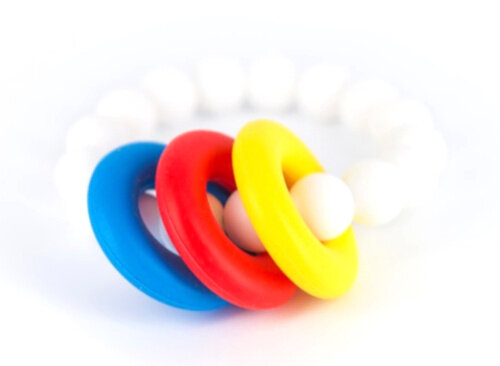 bijtarmband Donut Teether&nbsp;6,5 cm silicone wit