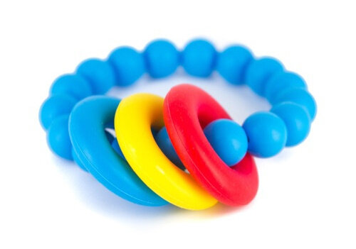 bijtarmband Donut Teether&nbsp;6,5 cm silicone blauw