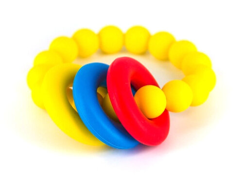 bijtarmband Donut Teether&nbsp;6,5 cm silicone geel