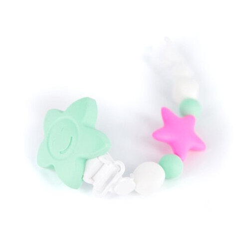 fopspeenketting Tootsie Roll 28 cm siliconen turquoise