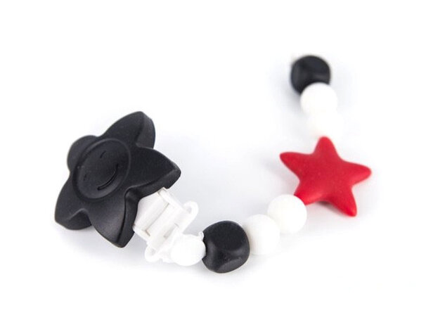fopspeenketting Tootsie Roll 28 cm siliconen rood