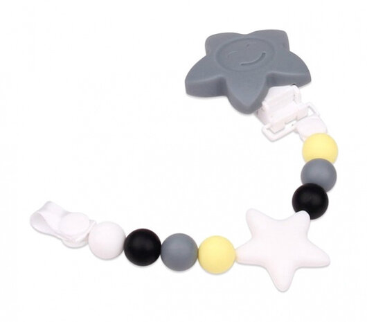 fopspeenketting Tootsie Roll 28 cm siliconen grijs