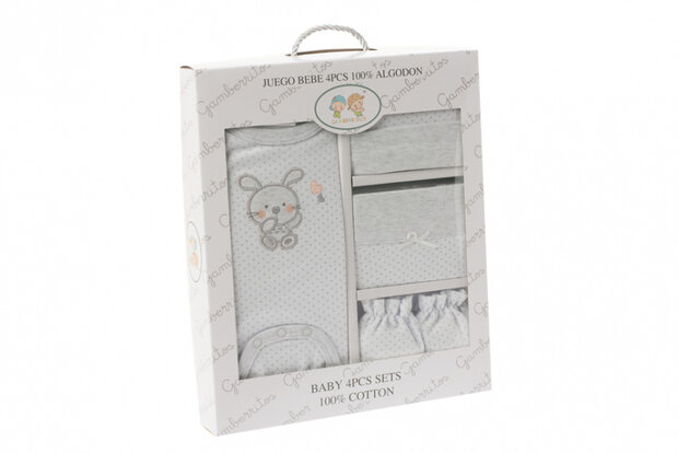 babykledingset katoen grijs one size 4-delig