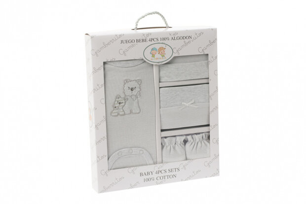 babykledingset katoen grijs one-size 4-delig