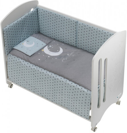 ledikant met bedtextiel Lovely maan 125 x 93 cm aqua