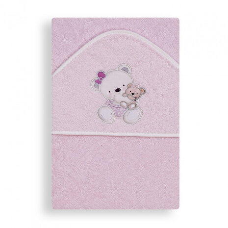 badhanddoek beer junior 100 x 100 cm katoen roze
