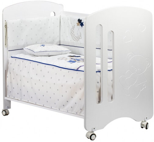 ledikant met bedtextiel Lovely beren 125 x 93 cm blauw
