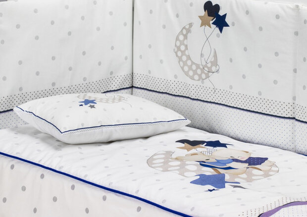 ledikant met bedtextiel Lovely beren 125 x 93 cm blauw