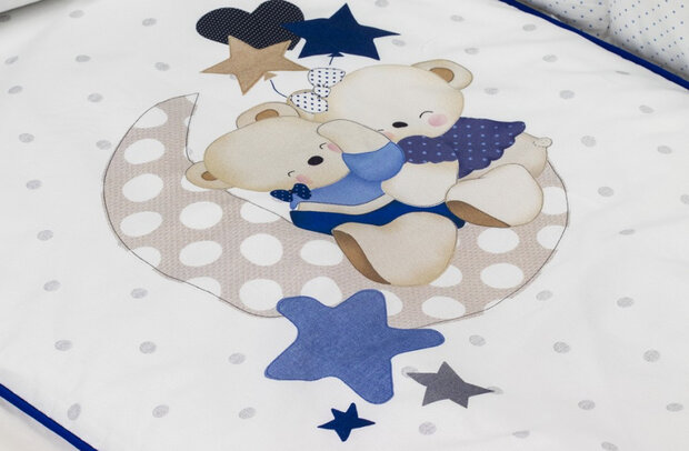 ledikant met bedtextiel Lovely beren 125 x 93 cm blauw