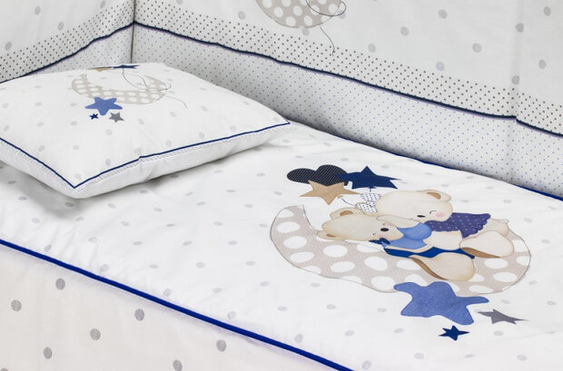 ledikant met bedtextiel Lovely beren 125 x 93 cm blauw