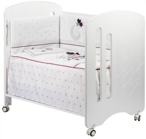 ledikant met bedtextiel Lovely beren 125 x 93 cm roze