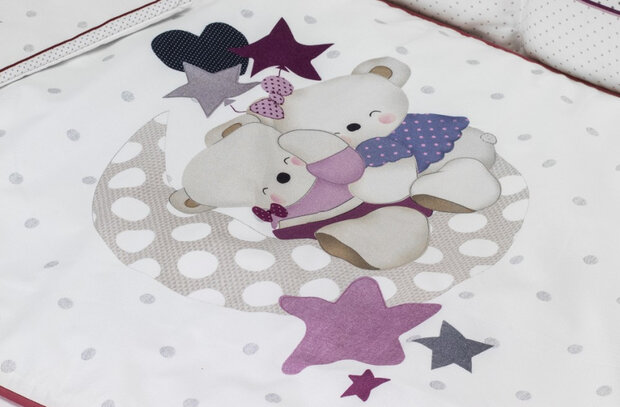 ledikant met bedtextiel Lovely beren 125 x 93 cm roze