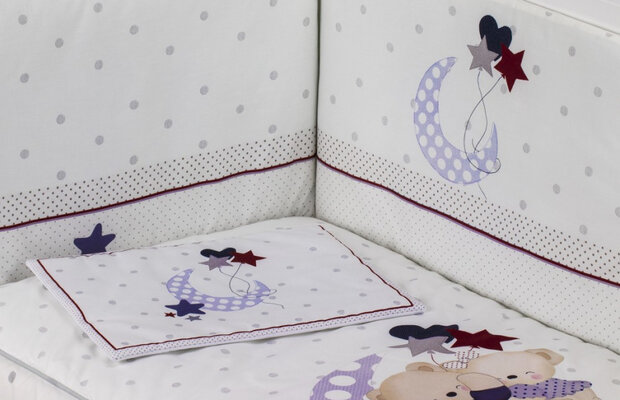 ledikant met bedtextiel Lovely beren 125 x 93 cm beige