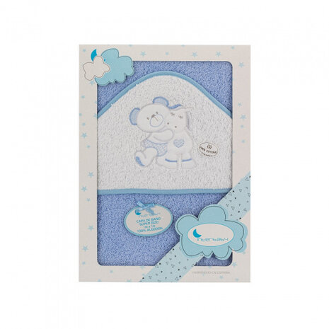 badhanddoek met capuchon 100 x 100 cm katoen blauw
