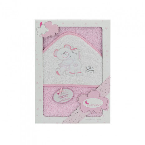 badhanddoek met capuchon 100 x 100 cm katoen roze