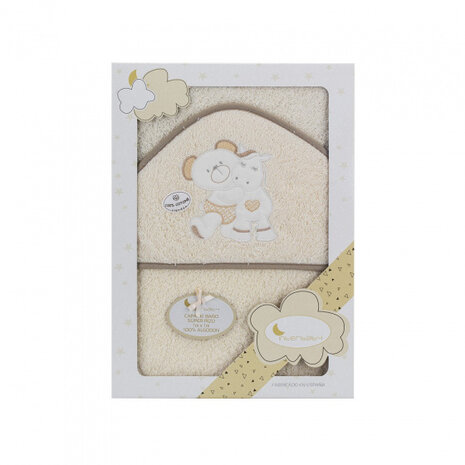 badhanddoek met capuchon 100 x 100 cm katoen beige