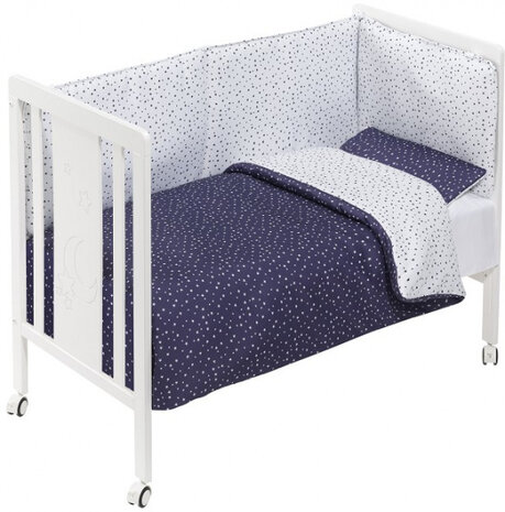 ledikant met bedtextiel Monet 125 x 93 cm navy/wit
