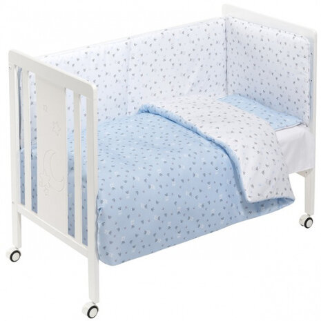 ledikant met bedtextiel Monet 125 x 93 cm lichtblauw