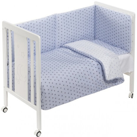 ledikant met bedtextiel Monet 125 x 93 cm blauw/wit