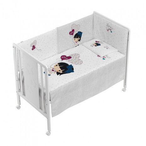 dekbedtextiel Harten 62 x 126 cm textiel wit 3-delig