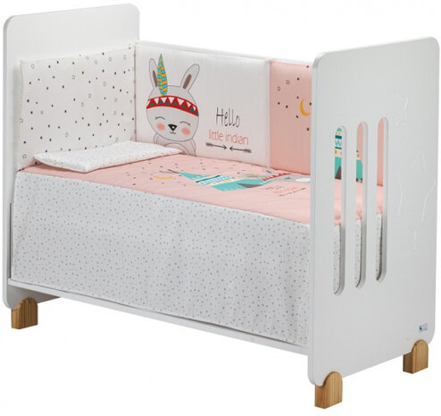dekbedtextiel Tipi 62 x 126 cm wit/roze 3-delig