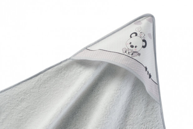 badcape Beertje 100 x 100 cm katoen grijs/wit