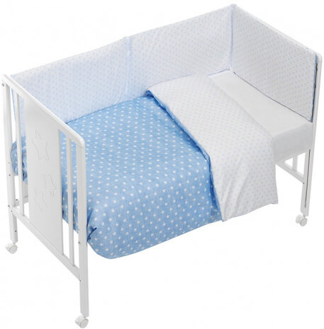 dekbedtextiel Tipi 60 x 120 cm blauw/wit 3-delig