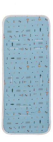 inlegkussen kinderwagen Indianen 83 x 33 cm blauw