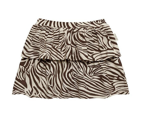 rok Zebra meisjes katoen bruin/cr&egrave;me maat 110