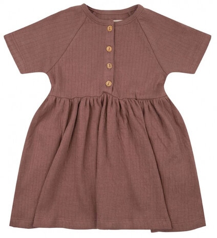 jurk Basic meisjes katoen donkerbruin maat 116