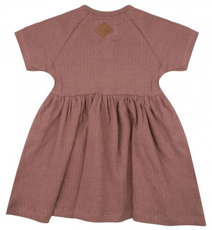 jurk Basic meisjes katoen donkerbruin maat 116