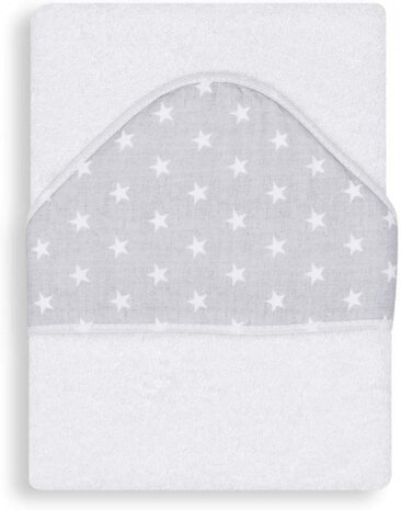 handdoek sterren 100 x 100 cm katoen wit/grijs