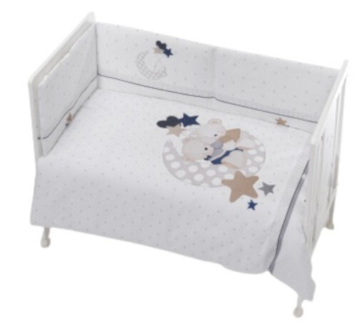 bedtextielset Maan 70 x 140 katoen wit/beige 3-delig