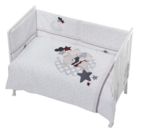 bedtextielset Maan 70 x 140 katoen wit/grijs 3-delig