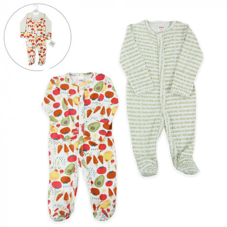 onesie Home Grown junior katoen beige 2 stuks mt 50/56