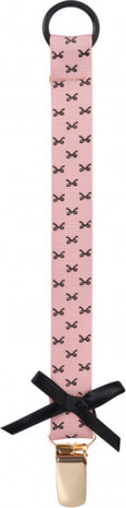 fopspeenketting Bow meisjes 19 cm roze/zwart