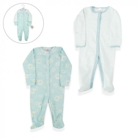 onesie Daisy junior katoen blauw 2 stuks mt 50/56