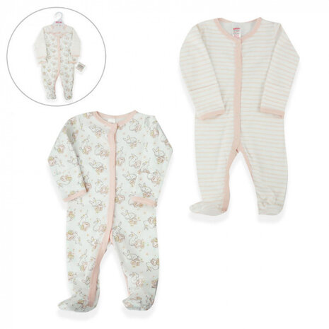onesie Bunny junior katoen oranje/wit 2 stuks mt 50/56