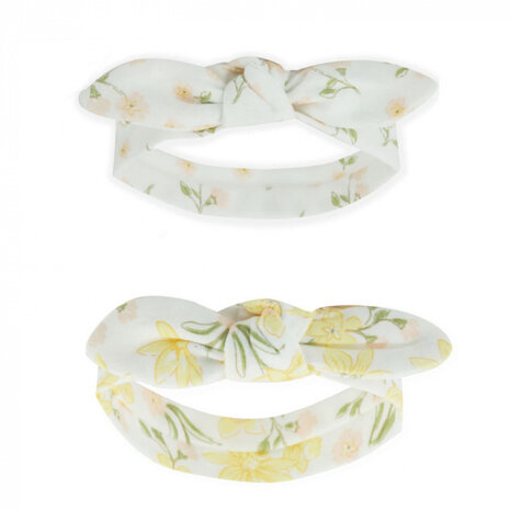 haarbandjes Floral meisjes katoen geel/wit 2 stuks